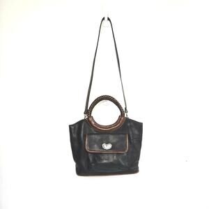 Fossil Satchel/Shoulder Bag. Black and Brown Leather Style 75082. Vintage 90’s.